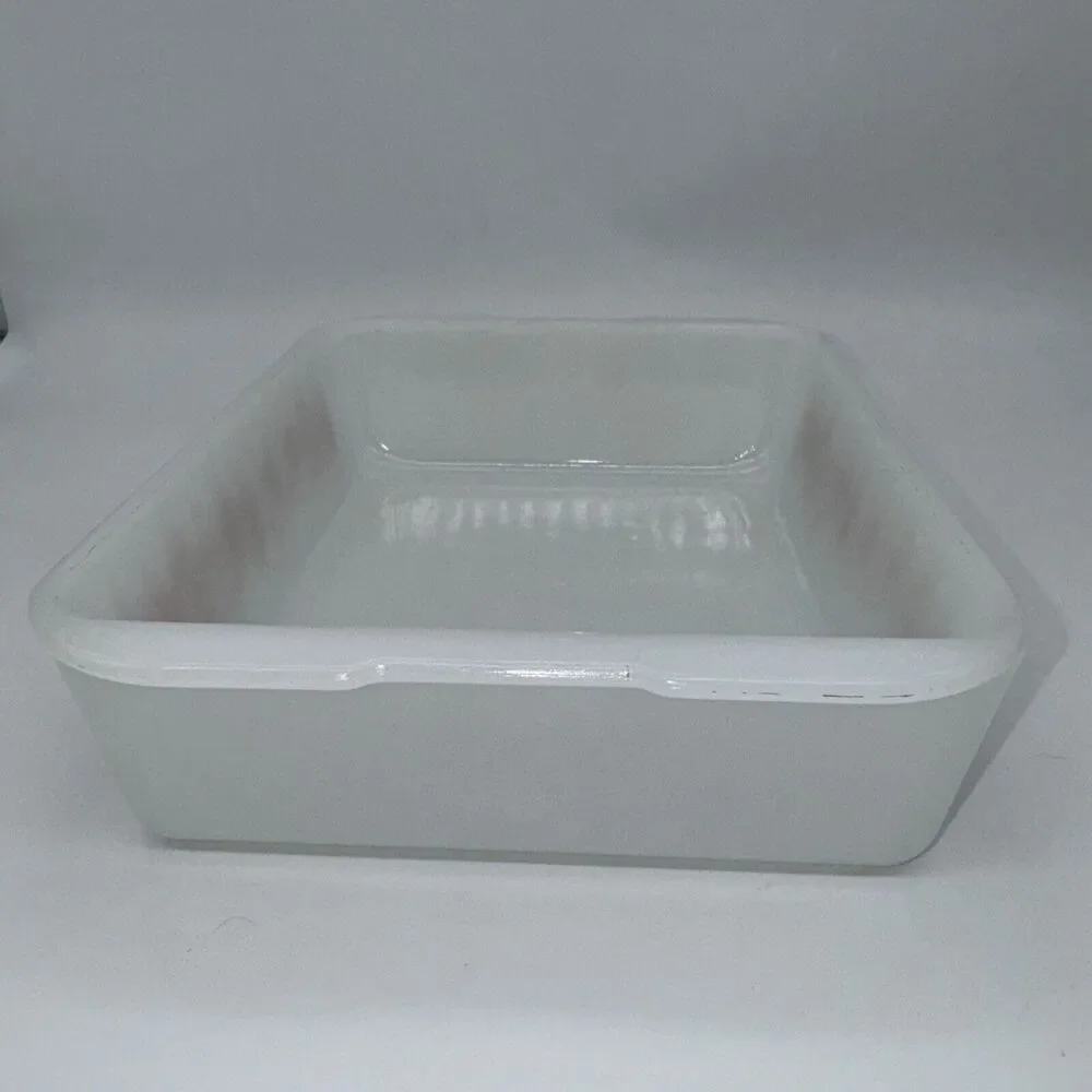 VTG White Ceramic Baking‎ Dish with Copper Wheat Pattern Farmhouse Kitchen Decor